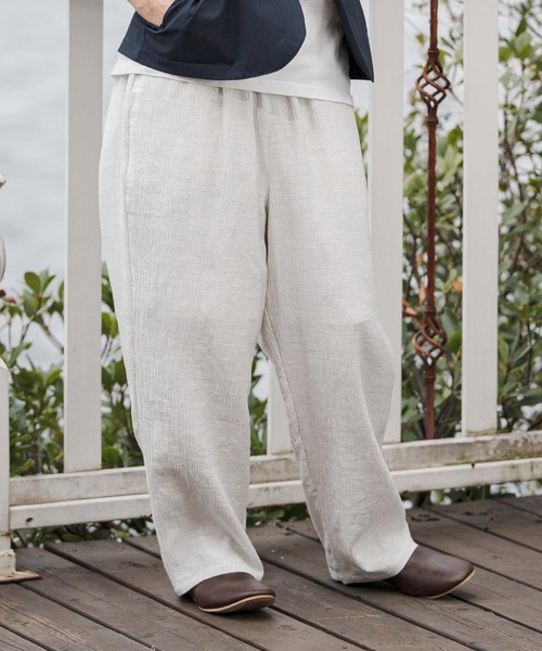 CAMBIO(カンビオ)の「mp14683-Crepe Wide Straight Pants ワイドストレートパンツ (CAM26SS-021)(その他パンツ・メンズ・ブラック/ホワイト/チャコール・L/M/S)」の16枚目の写真