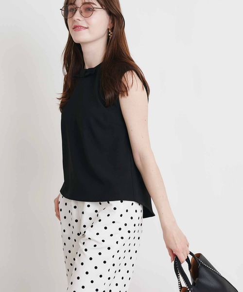 PICCIN（ピッチン）の「ダブルリボンノースリーブブラウス（シャツ/ブラウス・レディース・ブラック/オフホワイト・M）」の4枚目の写真