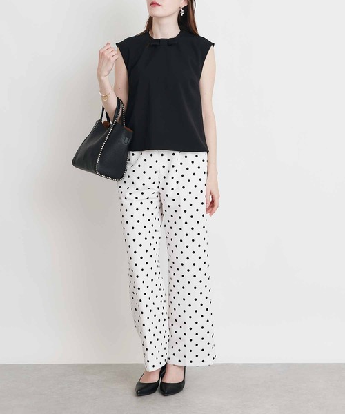 PICCIN（ピッチン）の「ダブルリボンノースリーブブラウス（シャツ/ブラウス・レディース・ブラック/オフホワイト・M）」の5枚目の写真