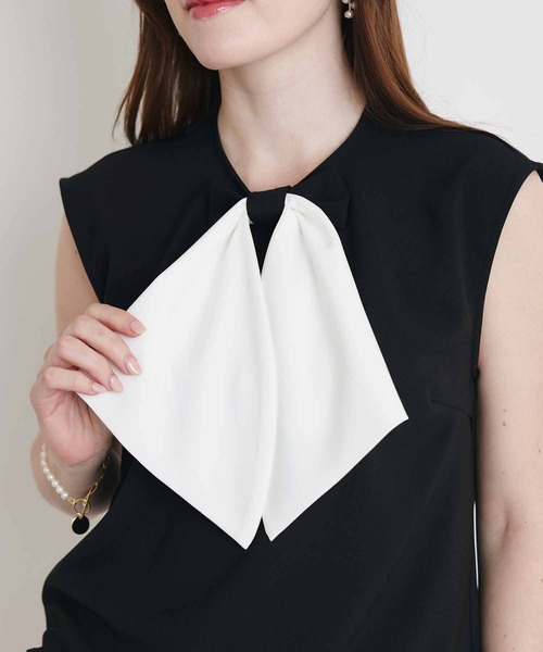PICCIN（ピッチン）の「ダブルリボンノースリーブブラウス（シャツ/ブラウス・レディース・ブラック/オフホワイト・M）」の22枚目の写真