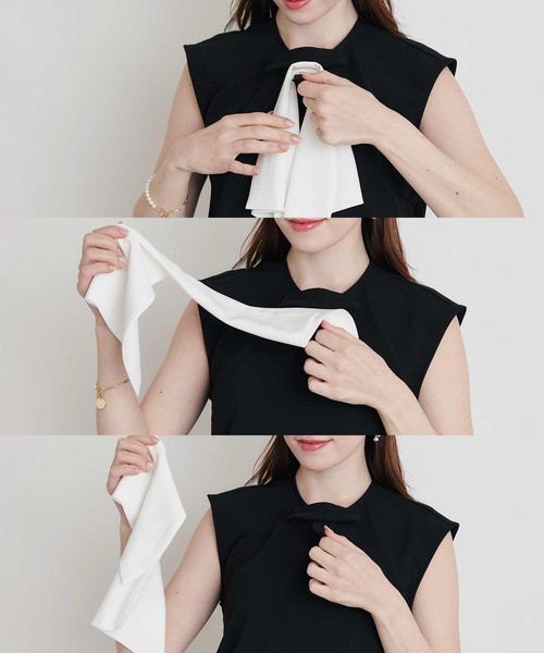 PICCIN（ピッチン）の「ダブルリボンノースリーブブラウス（シャツ/ブラウス・レディース・ブラック/オフホワイト・M）」の21枚目の写真