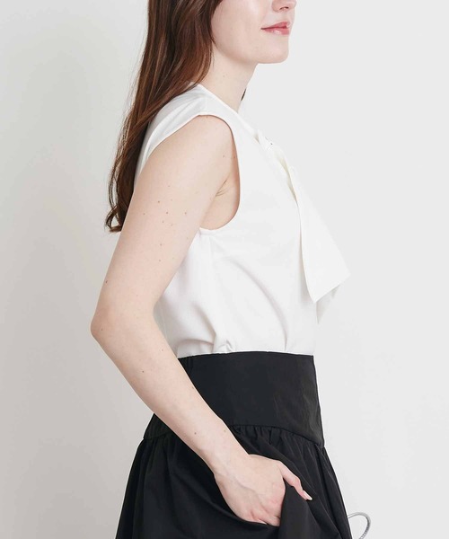 PICCIN（ピッチン）の「ダブルリボンノースリーブブラウス（シャツ/ブラウス・レディース・ブラック/オフホワイト・M）」の13枚目の写真