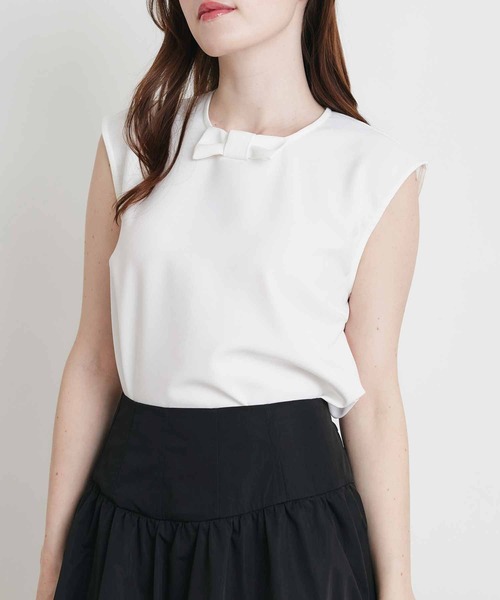 PICCIN（ピッチン）の「ダブルリボンノースリーブブラウス（シャツ/ブラウス・レディース・ブラック/オフホワイト・M）」の18枚目の写真