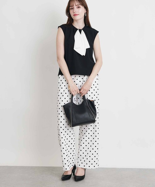 PICCIN（ピッチン）の「ダブルリボンノースリーブブラウス（シャツ/ブラウス・レディース・ブラック/オフホワイト・M）」の9枚目の写真