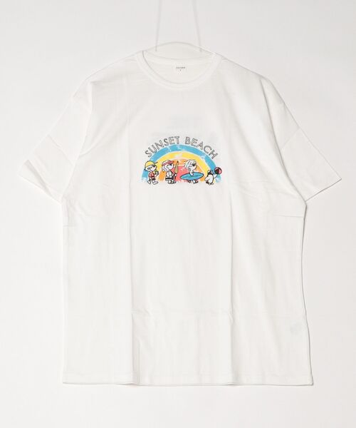 jeans-b 2nd(ジーンズベーセカンド)の「Jeans-b 2nd/ジーンズベーセカンド SUNSET BEACH Tシャツ フリーサイズ(Tシャツ/カットソー・メンズ・パープル/ブラック/オフホワイト・F)」の1枚目の写真