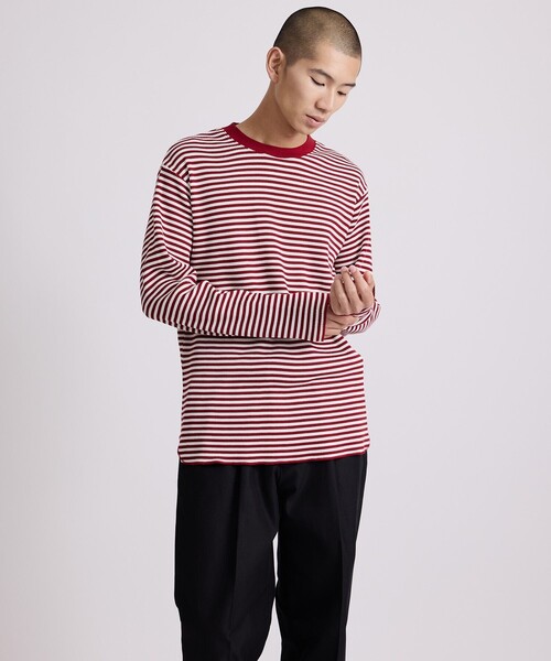 Saturdays NYC（サタデーズ ニューヨークシティ ）の「Robert P. Miller x Saturdays NYC CVC BD LS（Tシャツ/カットソー・メンズ・ワイン/チャコールグレー/ホワイト・L/XL/M）」の3枚目の写真