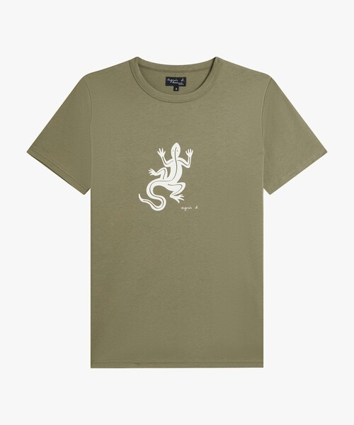 agnes b.(アニエスベー)の「メンズ アイコニック コットン 半袖 Tシャツ "Lezard"(Tシャツ/カットソー・メンズ・グリーン系その他・1/2/3)」の1枚目の写真