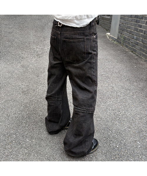 PORTERNA(ポルテナ)の「CINCH BACK CURVED JEANS-DARK BROWN(デニムパンツ・レディース・その他・MEDIUM/SMALL)」の1枚目の写真