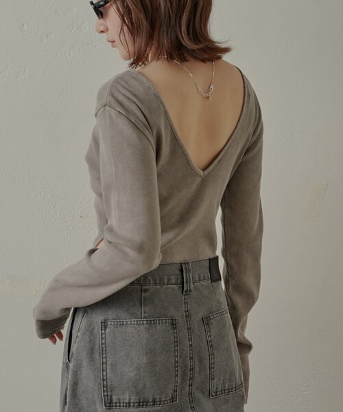 mline（エムライン）の「[mline]カットボディースーツ（Tシャツ/カットソー・レディース・ブラック/グレー・FREE）」の2枚目の写真