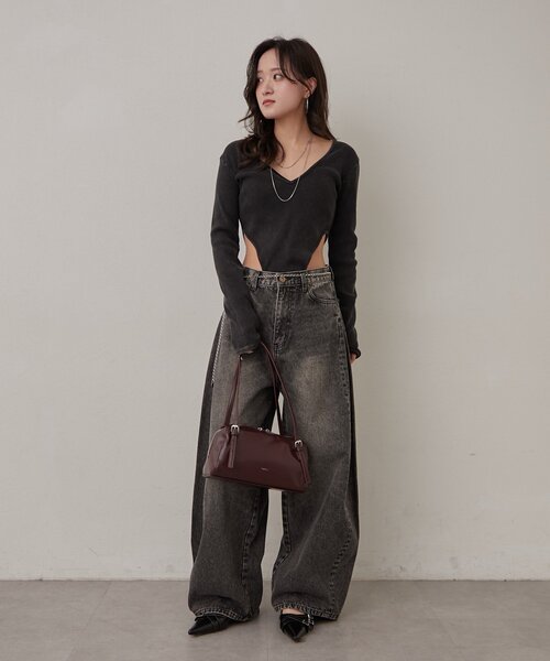 mline（エムライン）の「[mline]カットボディースーツ（Tシャツ/カットソー・レディース・ブラック/グレー・FREE）」の8枚目の写真