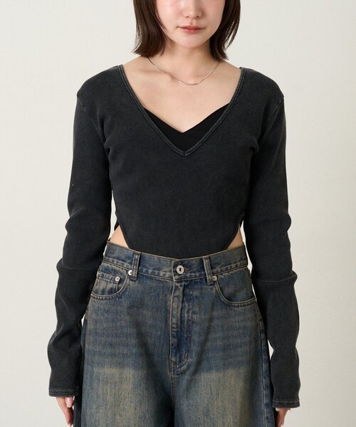 mline（エムライン）の「[mline]カットボディースーツ（Tシャツ/カットソー・レディース・ブラック/グレー・FREE）」の12枚目の写真