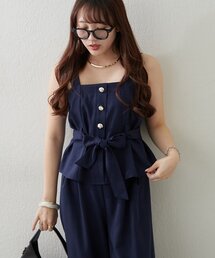 Remind me and forever（リマインドミーアンドフォーエバー）の「【上下2枚SET】共ベルト付ビスチェ+ワイドパンツ（セットアップ）」