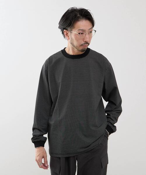 MEN'S MELROSE（メンズメルローズ）の「マイクロボーダーロンT（Tシャツ/カットソー・メンズ・ブラック/ブラウン/ホワイト・4/3）」の3枚目の写真