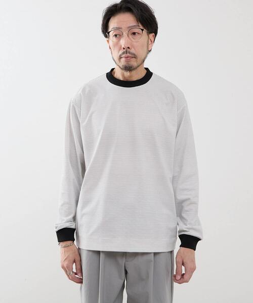 MEN'S MELROSE（メンズメルローズ）の「マイクロボーダーロンT（Tシャツ/カットソー・メンズ・ブラック/ブラウン/ホワイト・4/3）」の4枚目の写真