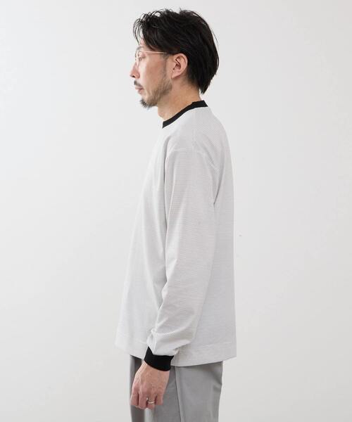 MEN'S MELROSE（メンズメルローズ）の「マイクロボーダーロンT（Tシャツ/カットソー・メンズ・ブラック/ブラウン/ホワイト・4/3）」の5枚目の写真