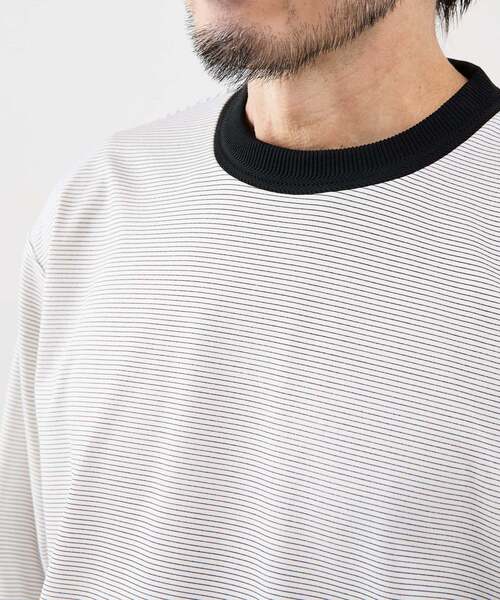 MEN'S MELROSE（メンズメルローズ）の「マイクロボーダーロンT（Tシャツ/カットソー・メンズ・ブラック/ブラウン/ホワイト・4/3）」の8枚目の写真