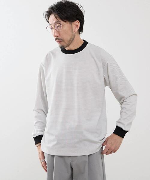 MEN'S MELROSE（メンズメルローズ）の「マイクロボーダーロンT（Tシャツ/カットソー・メンズ・ブラック/ブラウン/ホワイト・4/3）」の13枚目の写真