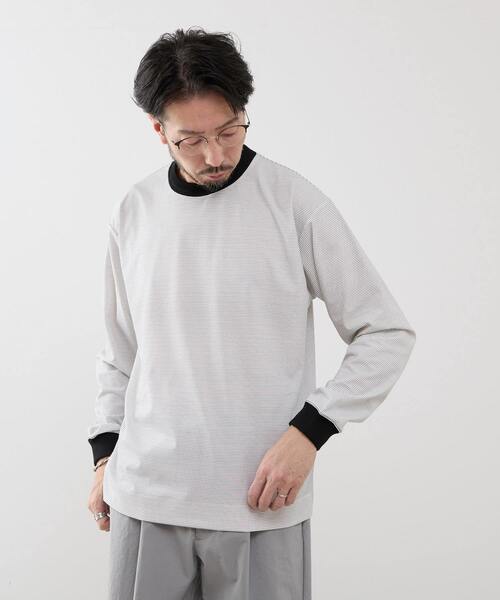 MEN'S MELROSE（メンズメルローズ）の「マイクロボーダーロンT（Tシャツ/カットソー・メンズ・ブラック/ブラウン/ホワイト・4/3）」の14枚目の写真