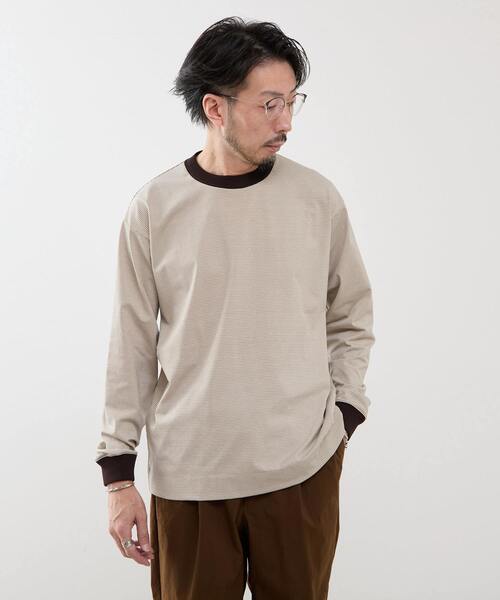 MEN'S MELROSE（メンズメルローズ）の「マイクロボーダーロンT（Tシャツ/カットソー・メンズ・ブラック/ブラウン/ホワイト・4/3）」の18枚目の写真