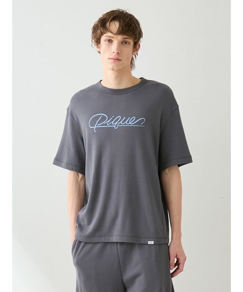 gelato pique（ジェラートピケ）の「【HOMME】裏パイルワンポイントロゴTシャツ（ルームウェア/パジャマ・メンズ・ダークグレー/ピンク/ブルー・L/M）」の8枚目の写真