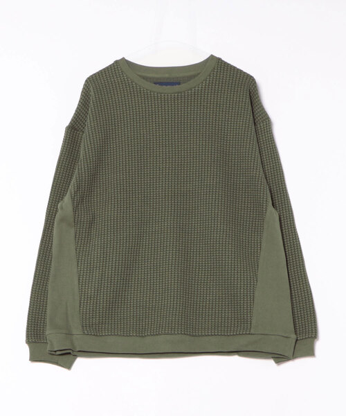 many men many mind(メニーメンメニーマインド)の「【SR】【it】【many men many mind】BIGワッフル切り替えクルー(Tシャツ/カットソー・メンズ・カーキ・MEDIUM)」の1枚目の写真