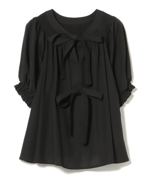 BEAMS HEART（ビームスハート）の「2WAY シャーリング リボンブラウス（シャツ/ブラウス・レディース・ブラック/ブルー/ホワイト・FREE）」の3枚目の写真