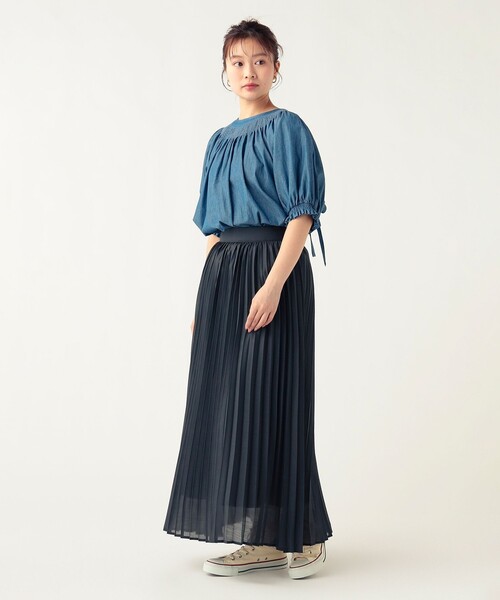 BEAMS HEART（ビームスハート）の「2WAY シャーリング リボンブラウス（シャツ/ブラウス・レディース・ブラック/ブルー/ホワイト・FREE）」の5枚目の写真