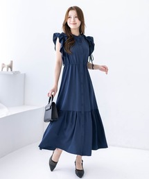 CLEAR BASIC | リボン付きフリルノースリーブワンピース(ワンピース)