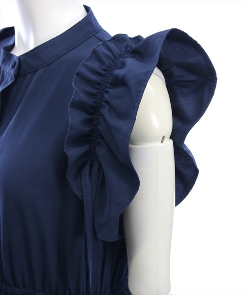 CLEAR BASIC（クリアベーシック）の「リボン付きフリルノースリーブワンピース（ワンピース・レディース・ネイビー/ブラック・PF/F）」の18枚目の写真