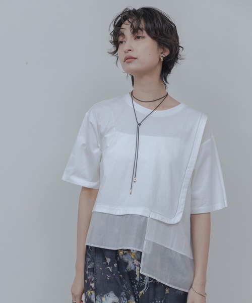 Eimee Law（エイミーロウ）の「配色ステッチレイヤードトップス（Tシャツ/カットソー・レディース・オフホワイト/ブラック・FREE）」の5枚目の写真