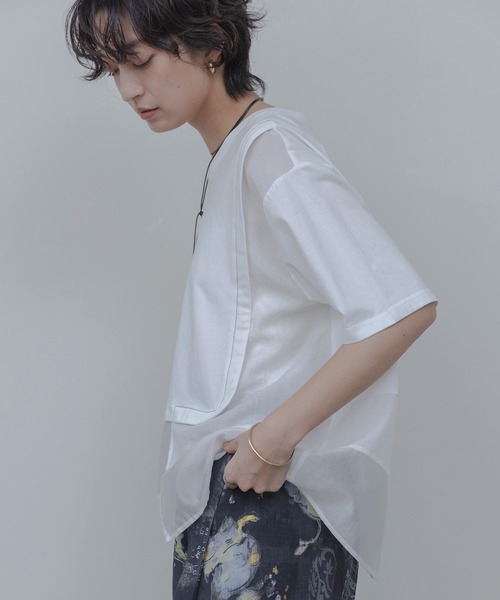 Eimee Law（エイミーロウ）の「配色ステッチレイヤードトップス（Tシャツ/カットソー・レディース・オフホワイト/ブラック・FREE）」の6枚目の写真