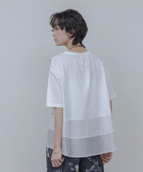 Eimee Law（エイミーロウ）の「配色ステッチレイヤードトップス（Tシャツ/カットソー・レディース・オフホワイト/ブラック・FREE）」の7枚目の写真