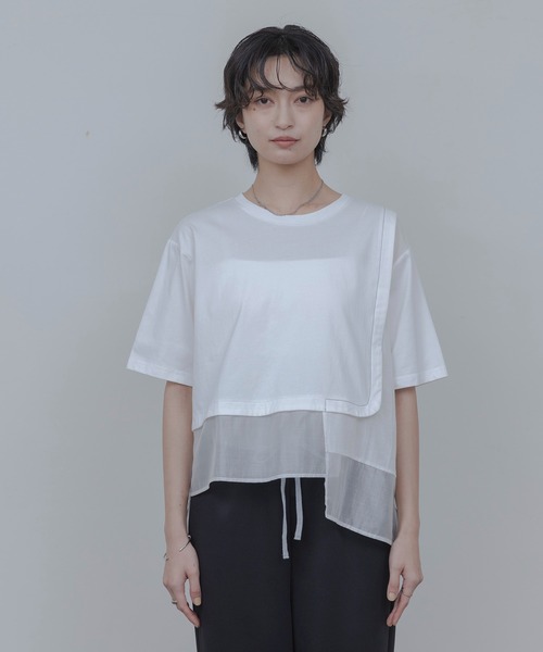 Eimee Law（エイミーロウ）の「配色ステッチレイヤードトップス（Tシャツ/カットソー・レディース・オフホワイト/ブラック・FREE）」の18枚目の写真