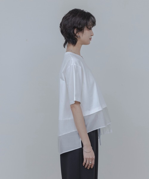 Eimee Law（エイミーロウ）の「配色ステッチレイヤードトップス（Tシャツ/カットソー・レディース・オフホワイト/ブラック・FREE）」の21枚目の写真