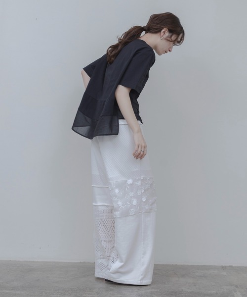 Eimee Law（エイミーロウ）の「配色ステッチレイヤードトップス（Tシャツ/カットソー・レディース・オフホワイト/ブラック・FREE）」の12枚目の写真