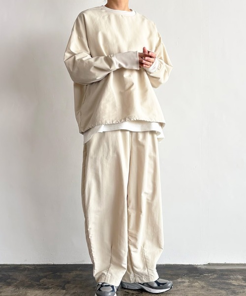 HARVESTY(ハーベスティ)の「HARVESTY / ハーベスティ PULLOVER NYLON TUSSAH ナイロンタッサー プルオーバー カットソー(Tシャツ/カットソー・レディース・アイボリー/チャコールグレー・1/2)」の18枚目の写真