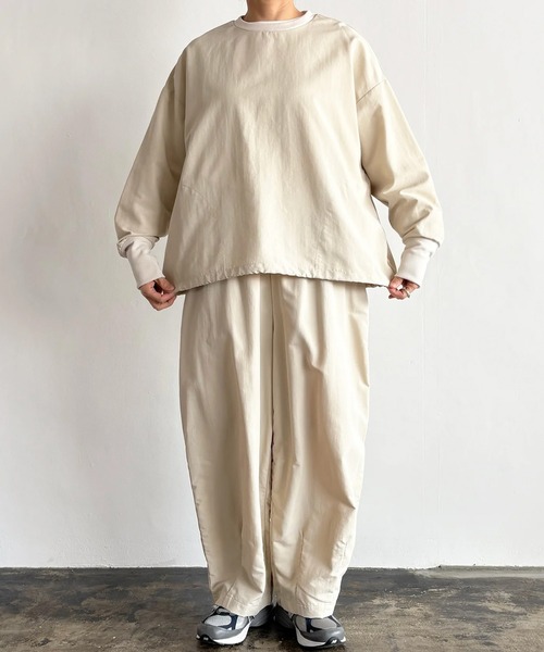 HARVESTY(ハーベスティ)の「HARVESTY / ハーベスティ PULLOVER NYLON TUSSAH ナイロンタッサー プルオーバー カットソー(Tシャツ/カットソー・レディース・アイボリー/チャコールグレー・1/2)」の17枚目の写真
