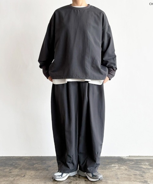 HARVESTY(ハーベスティ)の「HARVESTY / ハーベスティ PULLOVER NYLON TUSSAH ナイロンタッサー プルオーバー カットソー(Tシャツ/カットソー・レディース・アイボリー/チャコールグレー・1/2)」の12枚目の写真