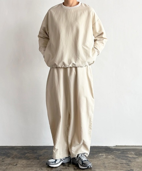 HARVESTY(ハーベスティ)の「HARVESTY / ハーベスティ PULLOVER NYLON TUSSAH ナイロンタッサー プルオーバー カットソー(Tシャツ/カットソー・レディース・アイボリー/チャコールグレー・1/2)」の5枚目の写真