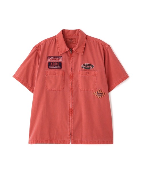 A.A.R.C》FADED PATCHED S/S ZIP WORK SHIRT / フェイド パッチ ジップ
