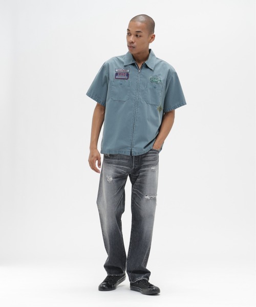 AVIREX（アヴィレックス）の「《A.A.R.C》FADED PATCHED S/S ZIP WORK SHIRT / フェイド パッチ ジップ ワークシャツ / AVIREX / アヴィレックス（シャツ/ブラウス・メンズ・ブルーグレー/サンドベージュ/チャコール/レッド・XX-LARGE/X-LARGE/LARGE/MEDIUM）」の7枚目の写真