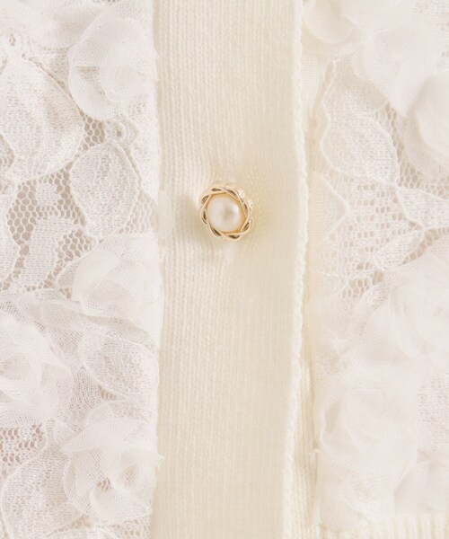 ITS'DEMO（イッツデモ）の「【手洗い可】フロントレースニットカーデ（カーディガン/ボレロ・レディース・オフホワイト/ブラック・00）」の6枚目の写真