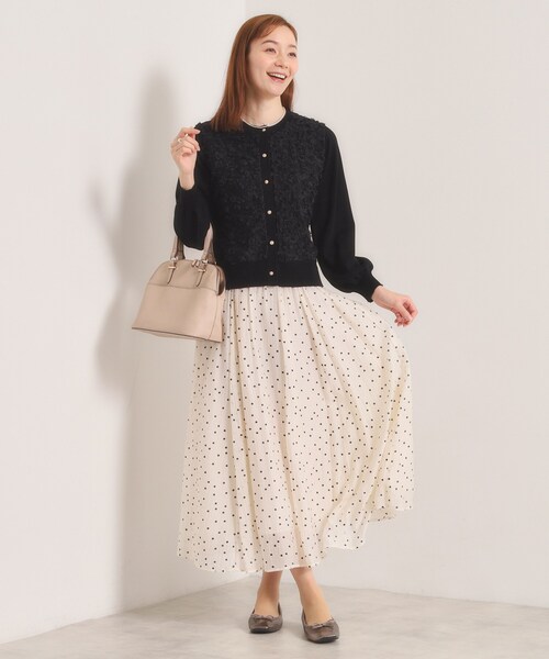 ITS'DEMO（イッツデモ）の「【手洗い可】フロントレースニットカーデ（カーディガン/ボレロ・レディース・オフホワイト/ブラック・00）」の9枚目の写真