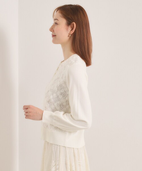 ITS'DEMO（イッツデモ）の「【手洗い可】フロントレースニットカーデ（カーディガン/ボレロ・レディース・オフホワイト/ブラック・00）」の12枚目の写真