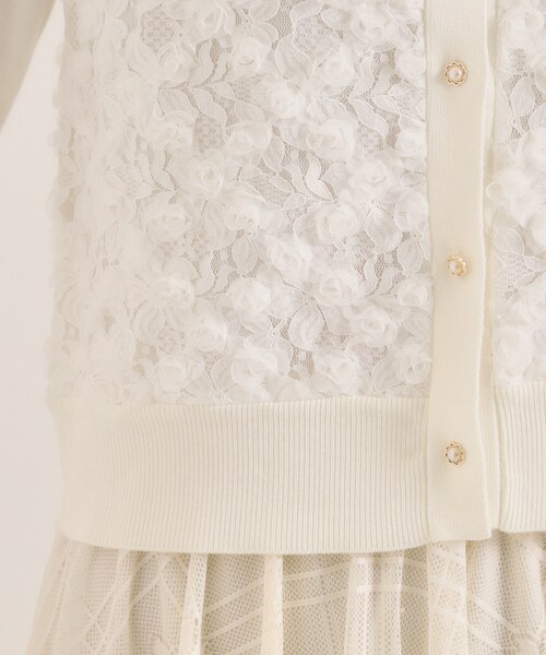 ITS'DEMO（イッツデモ）の「【手洗い可】フロントレースニットカーデ（カーディガン/ボレロ・レディース・オフホワイト/ブラック・00）」の16枚目の写真