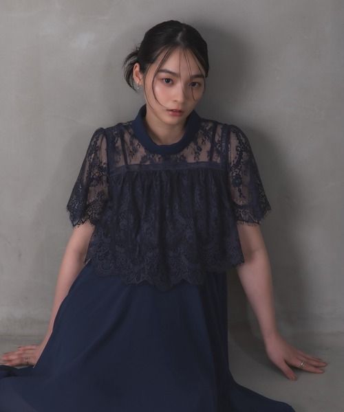 Rose of Sharon(ローズオブシャロン)の「刺繍シアーフレアドレス(ドレス・レディース・ダークグリーン/ブルーグレー/ダークブルー/ライトパープル/ボルドー/カーキ/ダークラベンダー・M)」の5枚目の写真