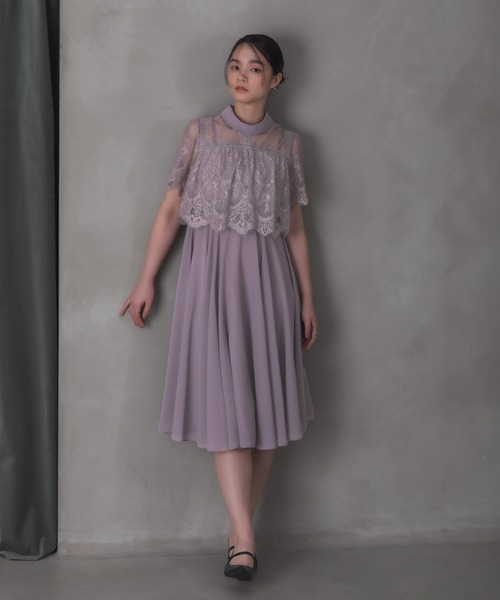 Rose of Sharon(ローズオブシャロン)の「刺繍シアーフレアドレス(ドレス・レディース・ダークグリーン/ブルーグレー/ダークブルー/ライトパープル/ボルドー/カーキ/ダークラベンダー・M)」の6枚目の写真
