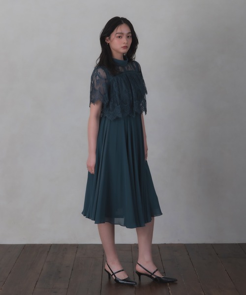 Rose of Sharon(ローズオブシャロン)の「刺繍シアーフレアドレス(ドレス・レディース・ダークグリーン/ブルーグレー/ダークブルー/ライトパープル/ボルドー/カーキ/ダークラベンダー・M)」の3枚目の写真