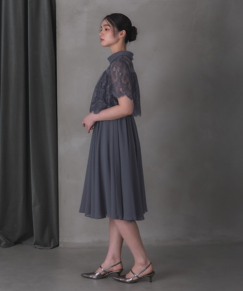 Rose of Sharon(ローズオブシャロン)の「刺繍シアーフレアドレス(ドレス・レディース・ダークグリーン/ブルーグレー/ダークブルー/ライトパープル/ボルドー/カーキ/ダークラベンダー・M)」の11枚目の写真