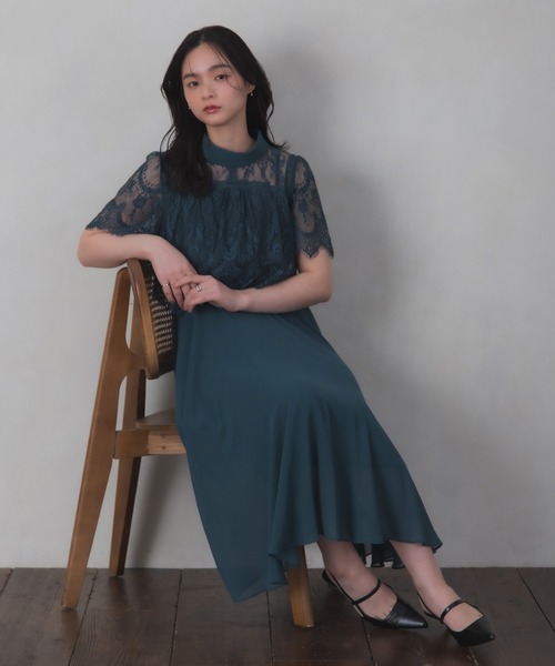 Rose of Sharon(ローズオブシャロン)の「刺繍シアーフレアドレス(ドレス・レディース・ダークグリーン/ブルーグレー/ダークブルー/ライトパープル/ボルドー/カーキ/ダークラベンダー・M)」の18枚目の写真